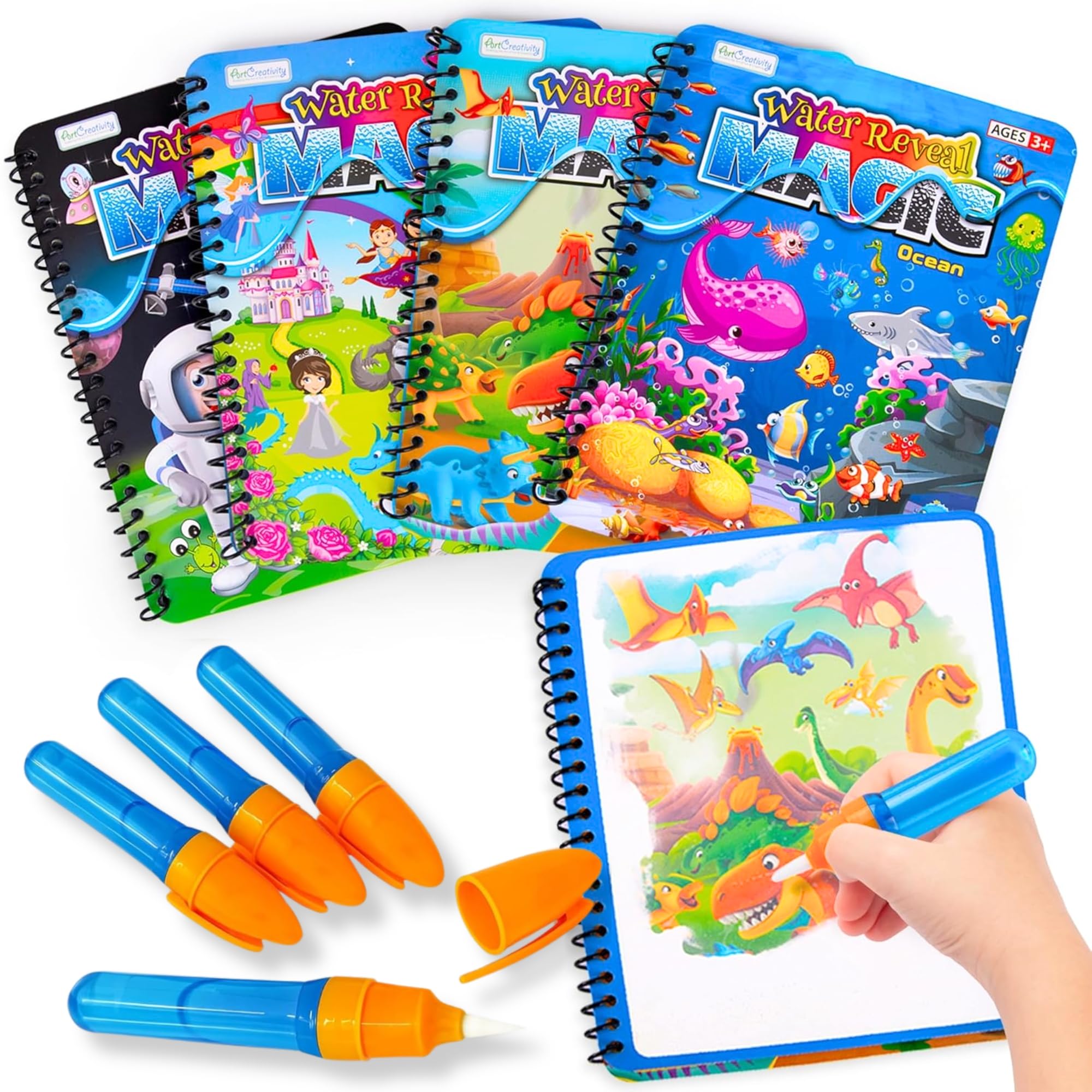 ArtCreativity Ocean theme magic water coloring book; mess-free toddler creativity.