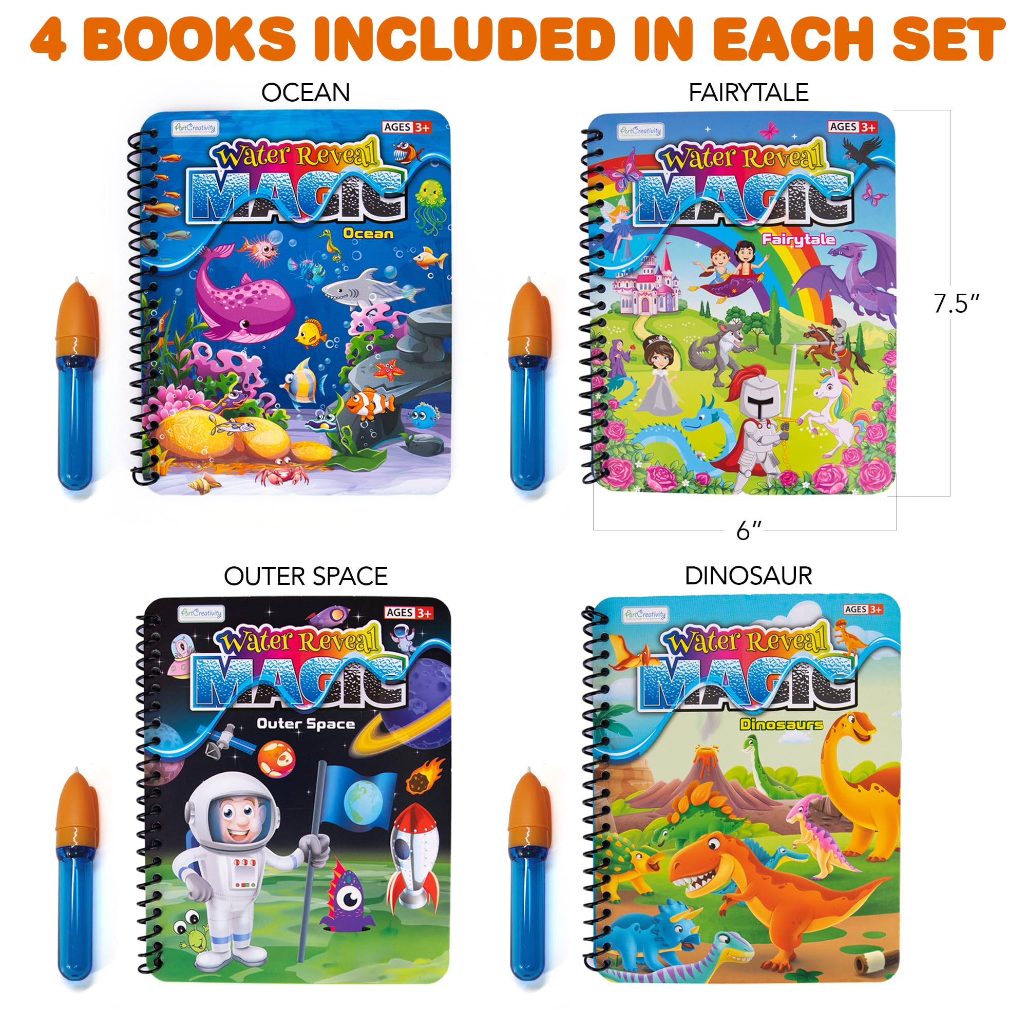 ArtCreativity Space theme magic water coloring book; convenient on-the-go art.