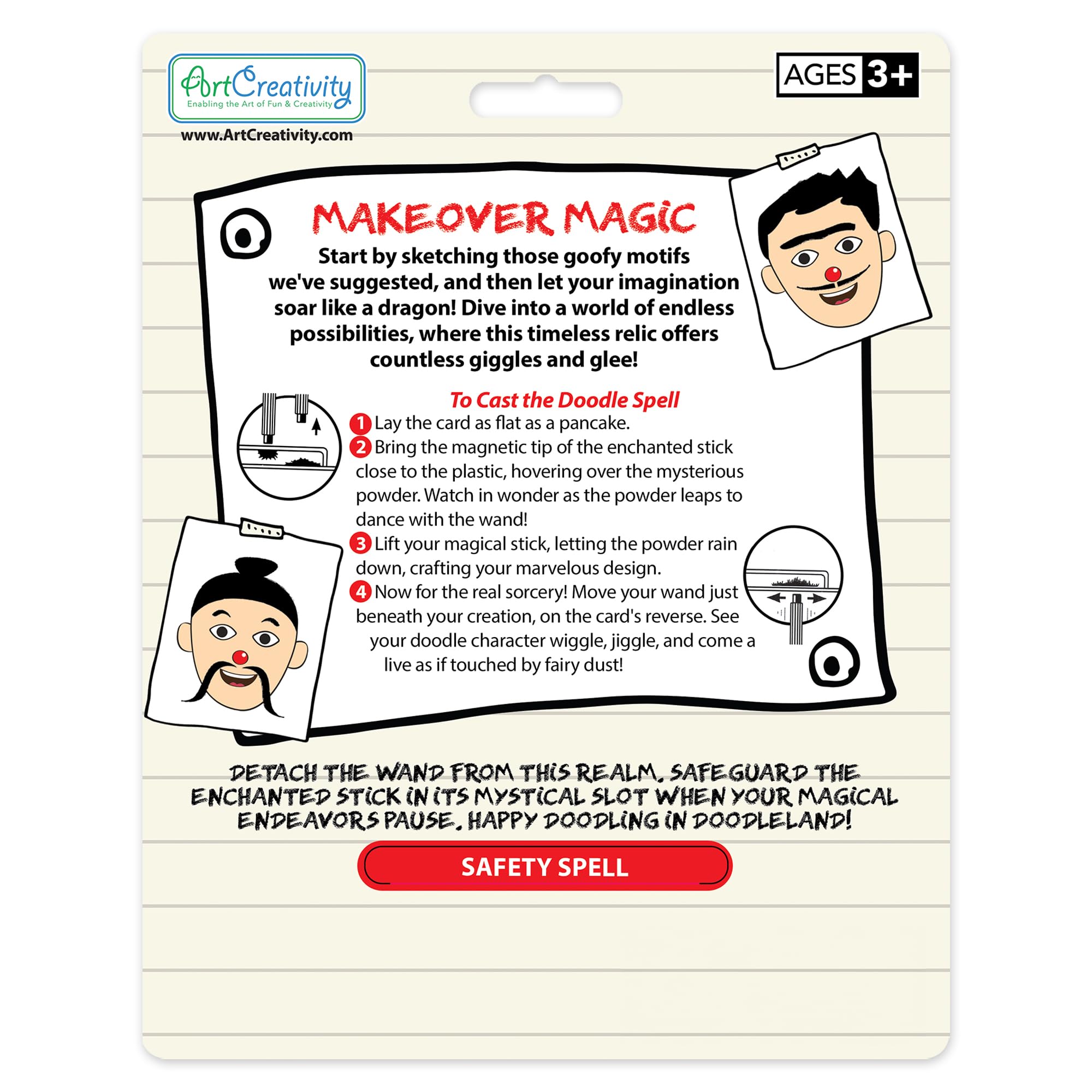 ArtCreativity Magnetic Drawing Face 2-Pack face-design closeup, easy styling for imaginative play.