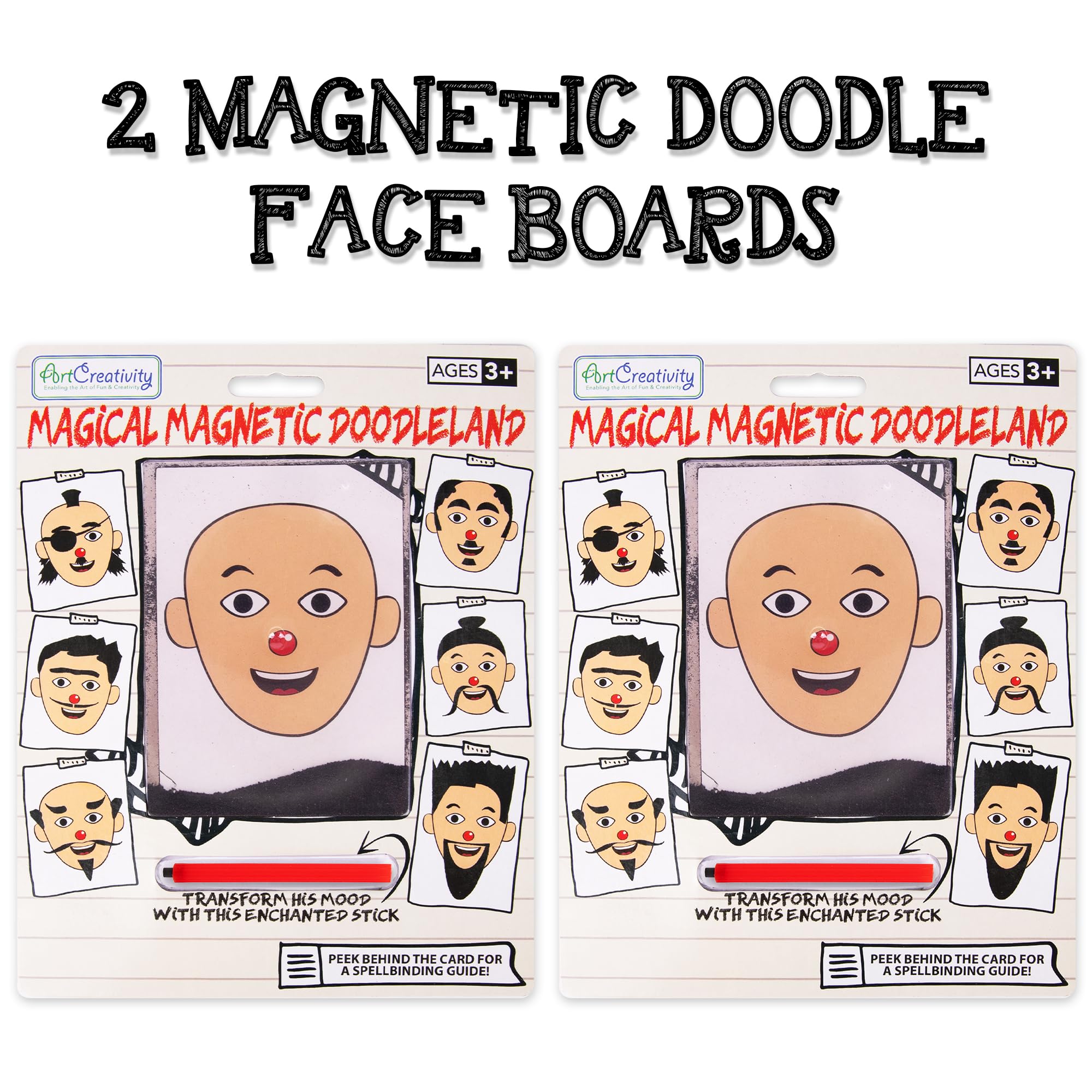 ArtCreativity Magnetic Drawing Face 2-Pack wand-assembly close-up, magnets secure for mess-free creativity.