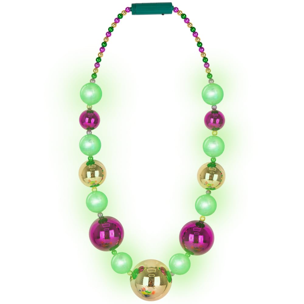 ArtCreativity Mardi Gras necklace purple green gold light-up glow for party-ready glow