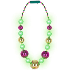 ArtCreativity Mardi Gras necklace purple green gold light-up glow for party-ready glow