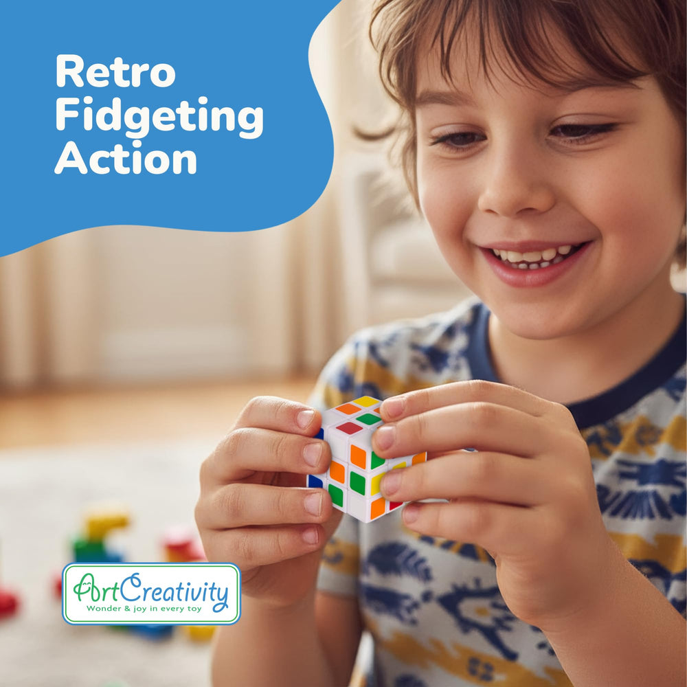 ArtCreativity mini Rubix cube set offers pocket-sized puzzle play for travel and quiet time.