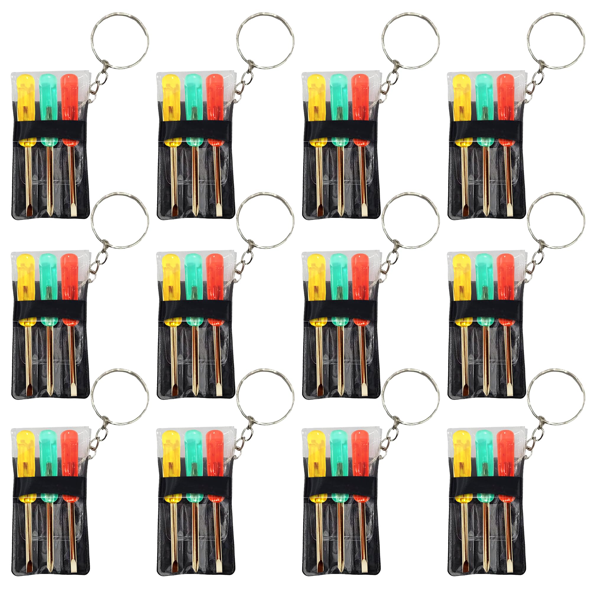 ArtCreativity mini screwdriver set on keychain, portable 12-pack for quick repairs.
