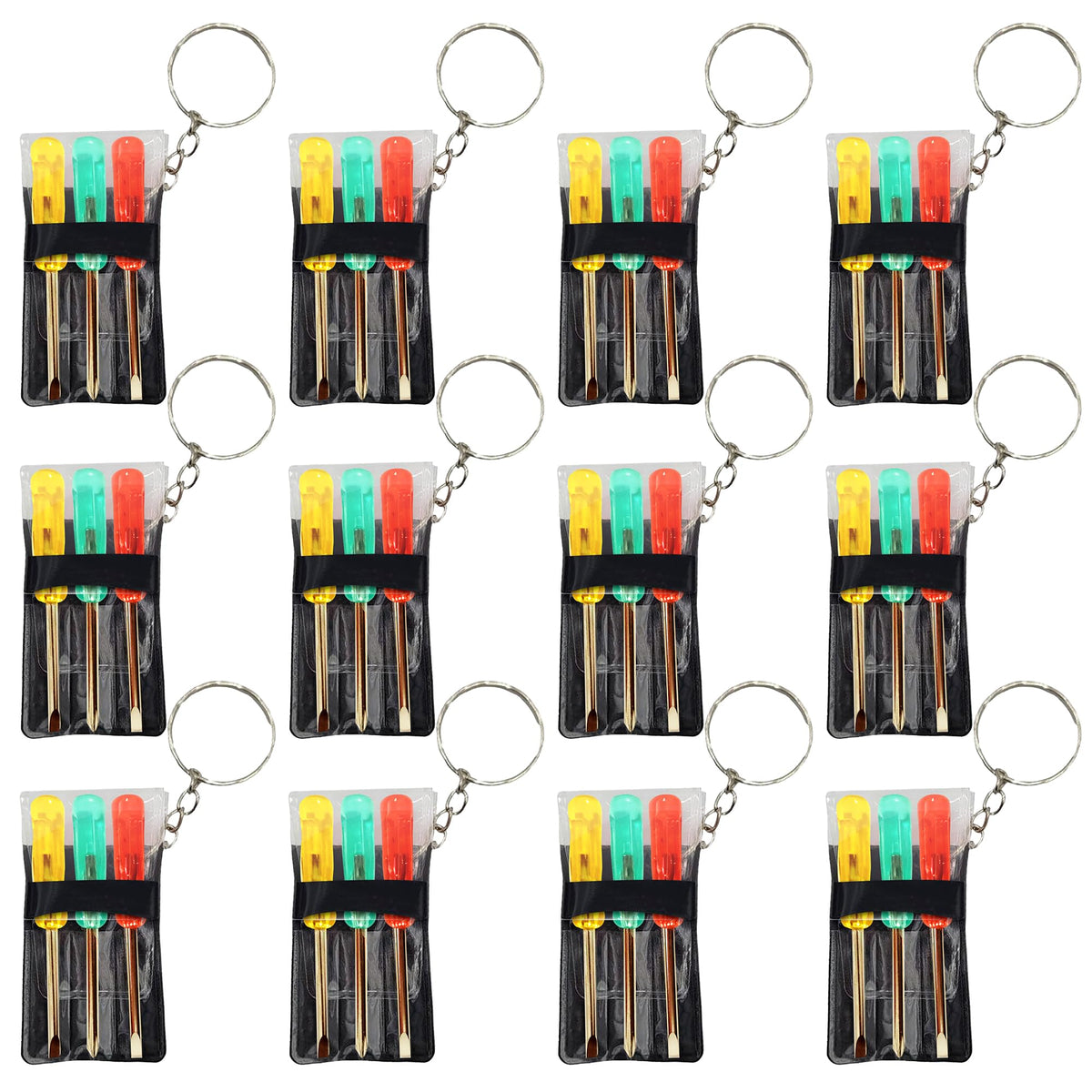 ArtCreativity mini screwdriver set on keychain, portable 12-pack for quick repairs.