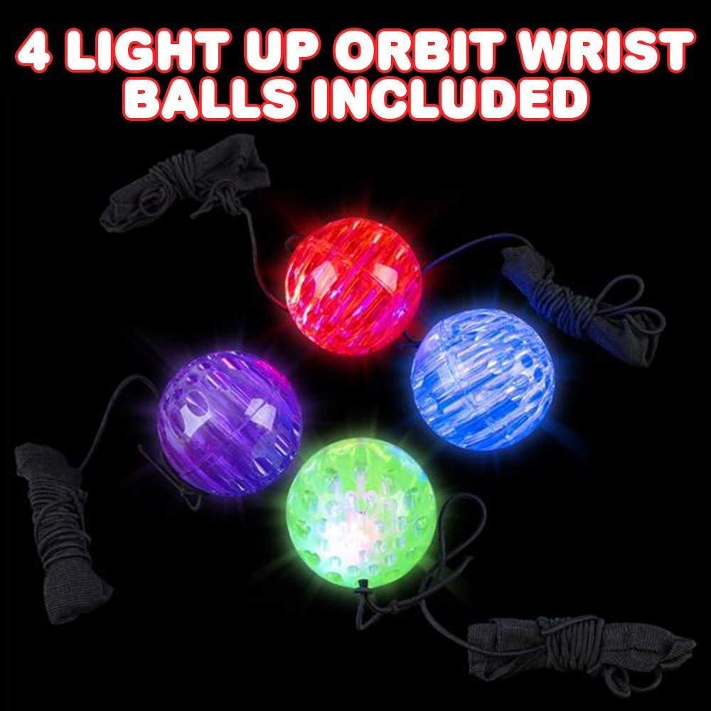 ArtCreativity orbit balls glow in red, blue, purple, and green for nighttime fun.