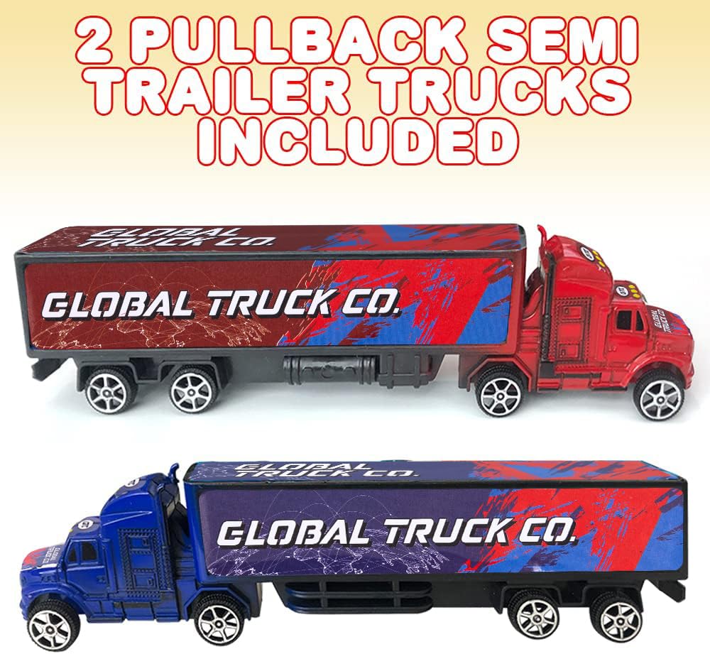 ArtCreativity blue semi truck pull-back toy boosts imaginative play.