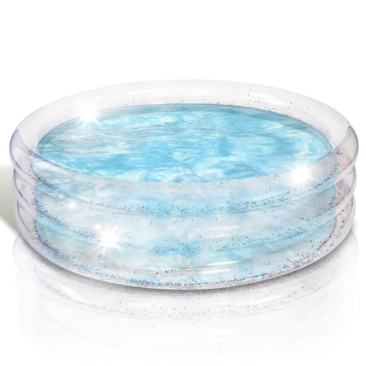 ArtCreativity sparkly inflatable pool exterior with transparent glitter for stylish backyard fun.