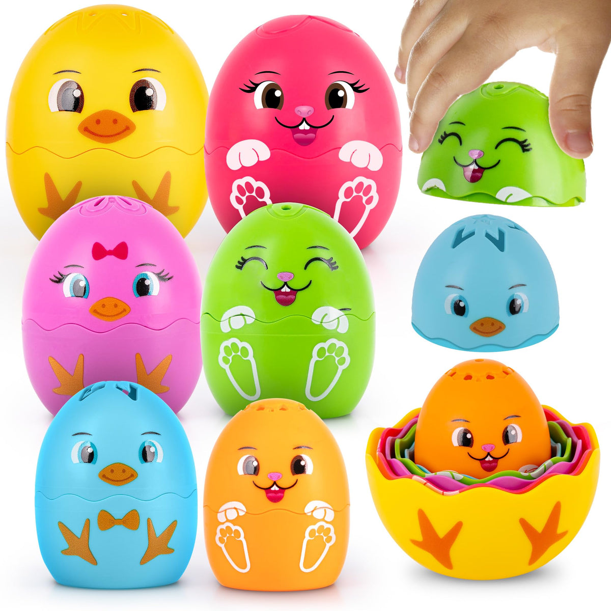 ArtCreativity stacking egg cup bath toy nest helps develop coordination during bath time.