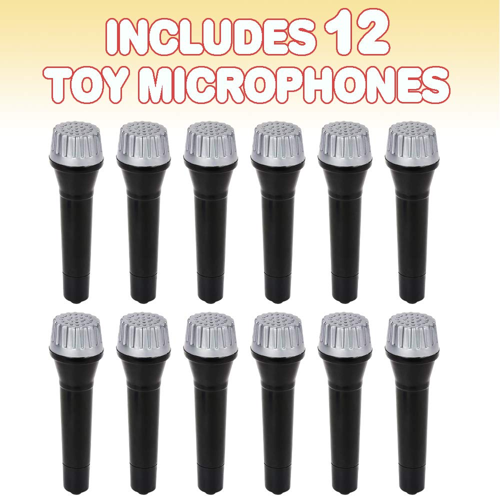 ArtCreativity toy microphone set side view with black base and silver top
