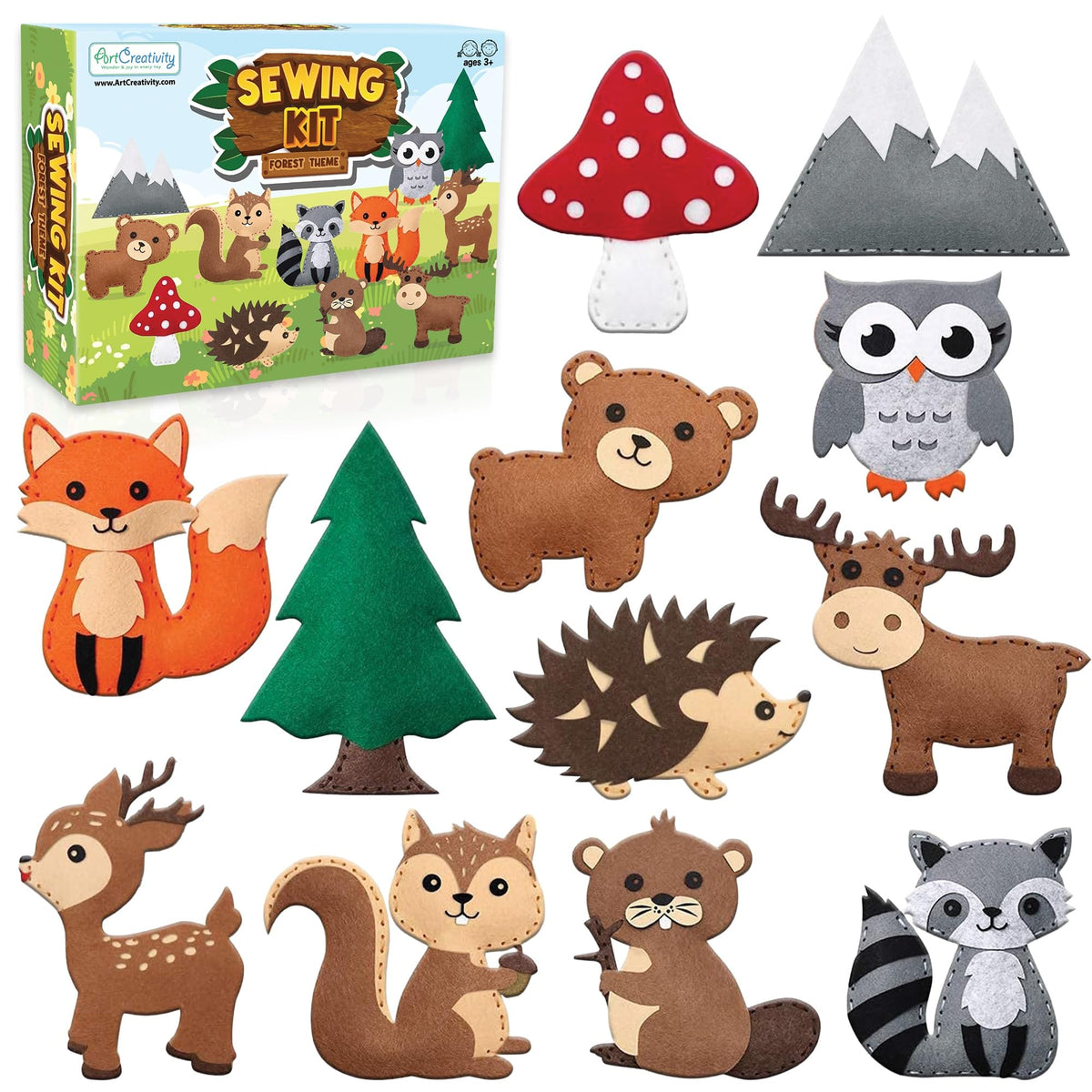 ArtCreativity Woodland Animal Sewing Kit forest characters for creative play and fine motor practice.