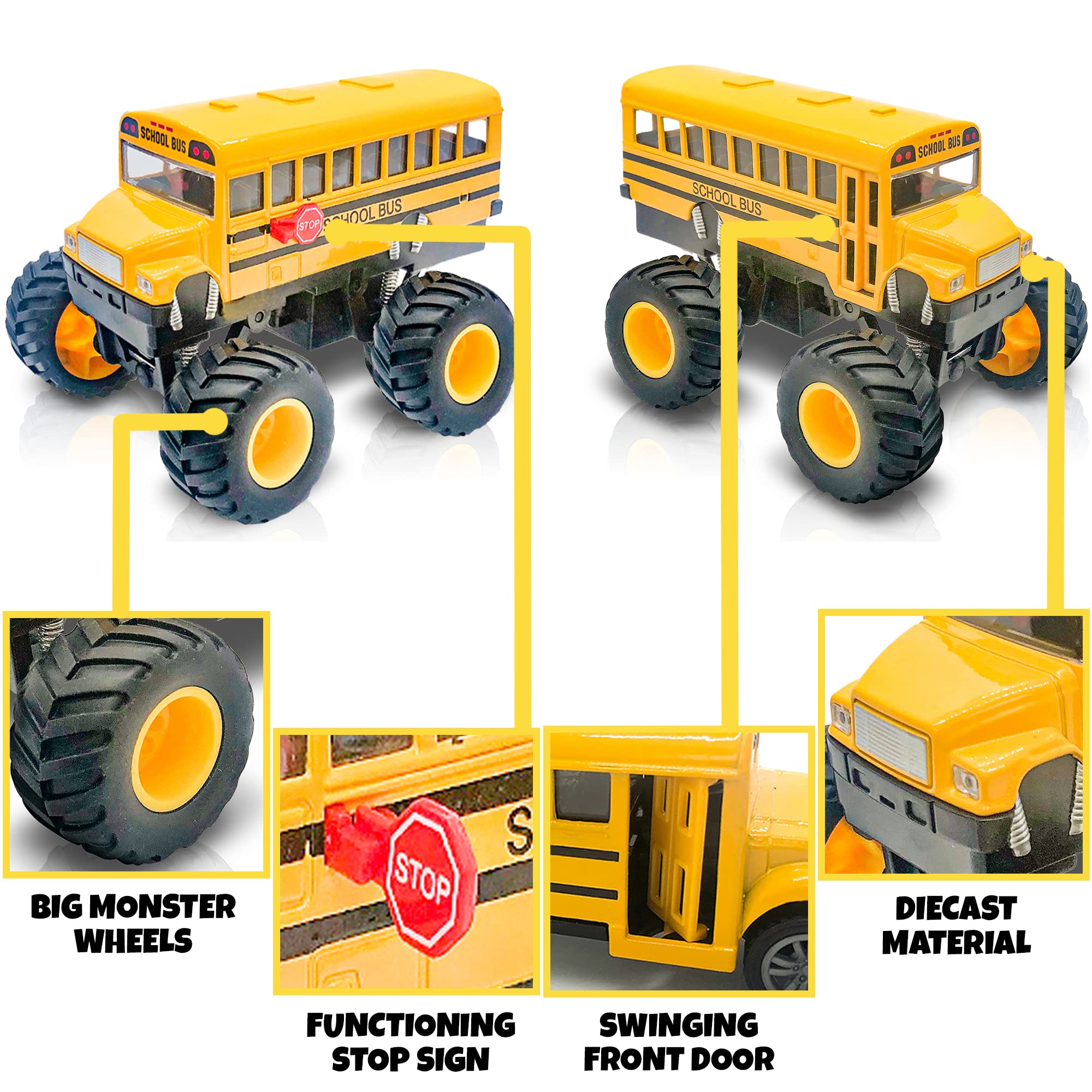 ArtCreativity yellow monster bus detail enhances visual appeal