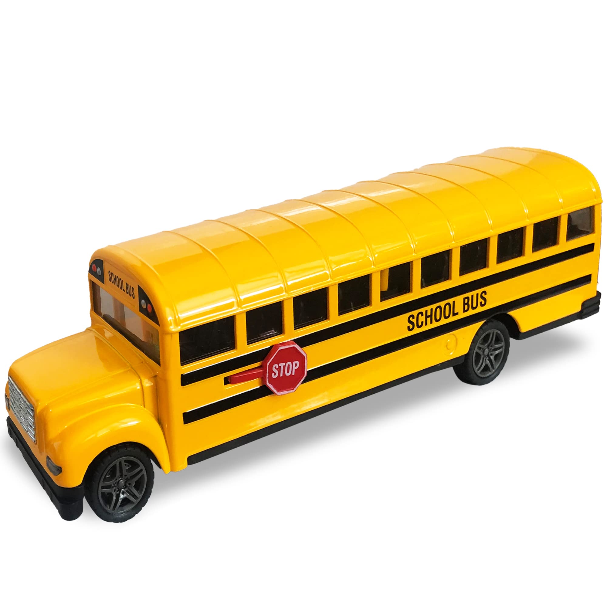 ArtCreativity yellow school bus front view with durable diecast body for lively play.