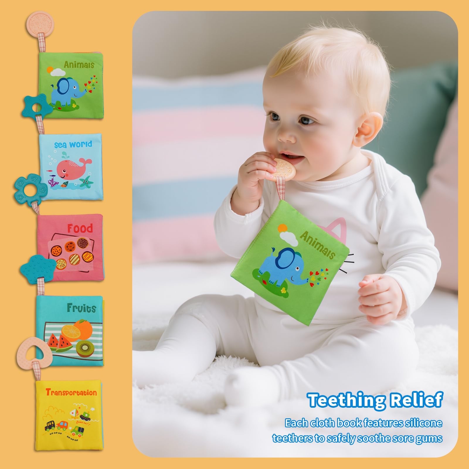 ArtCredit 5pack animal theme crinkle book fosters tactile exploration and sounds