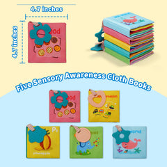 ArtCredit 5pack teether corner crinkle book with silicone chew toy for gums