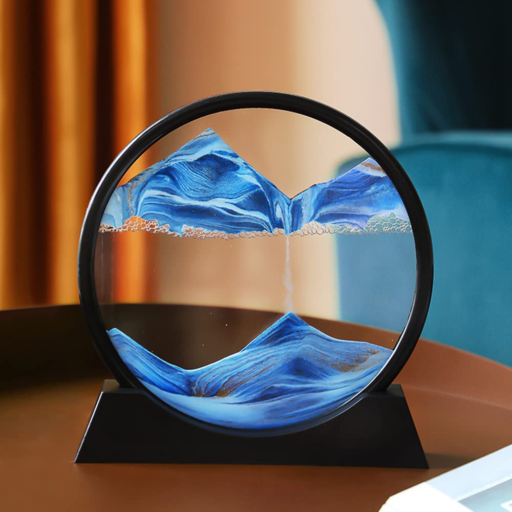 Arthink liquid-motion sandscape rotates 360°, offering soothing visuals to reduce screen fatigue on desks.