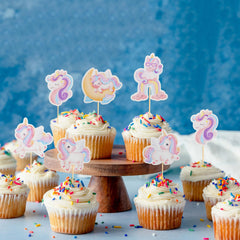 Arthsdite unicorn toppers preassembled to save party prep time