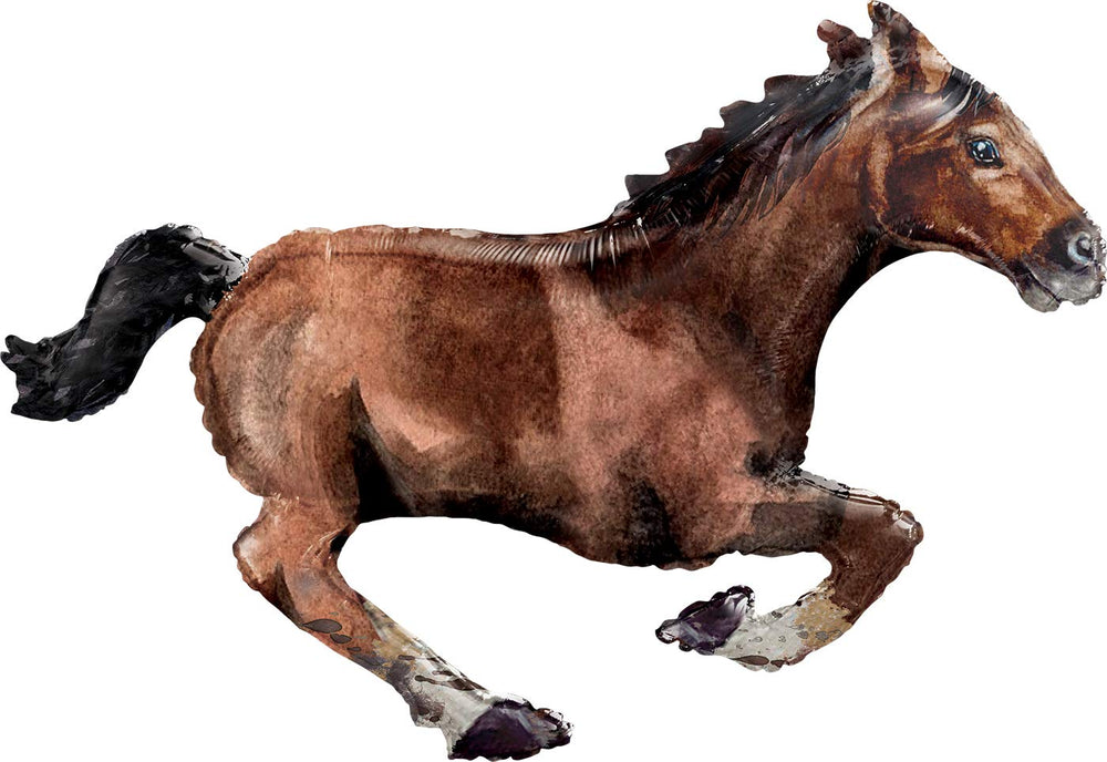 Artisan Owl galloping horse foil balloon ready for a bold 40-inch display
