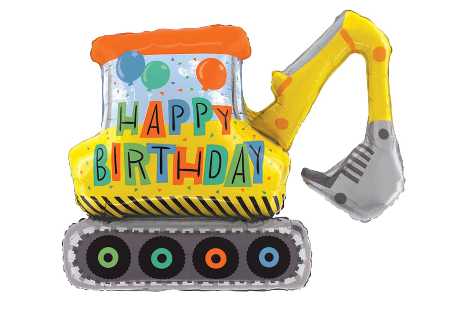 Artisan Owl Happy Birthday Construction Excavator balloon 31-inch foil for festive photo ops.