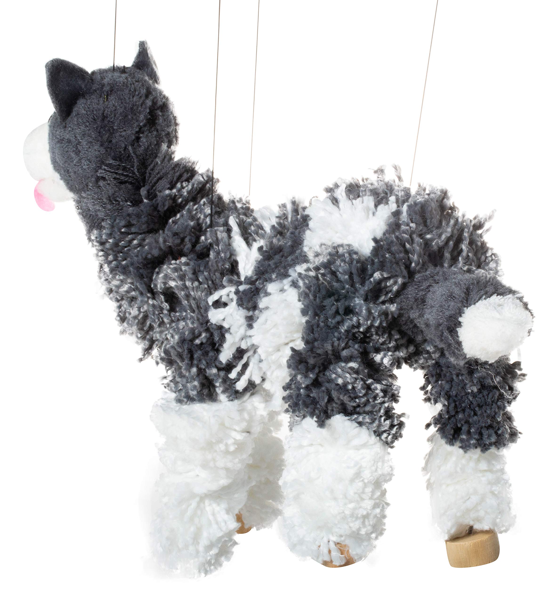 Artisan Owl marionette with detachable strings for easy untangling and storage.