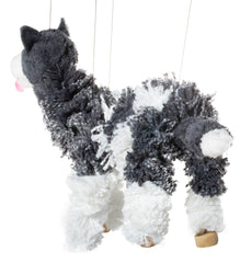 Artisan Owl marionette with detachable strings for easy untangling and storage.