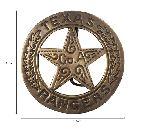 Artisan Owl Texas Rangers badge worn on vest for reenactment settings
