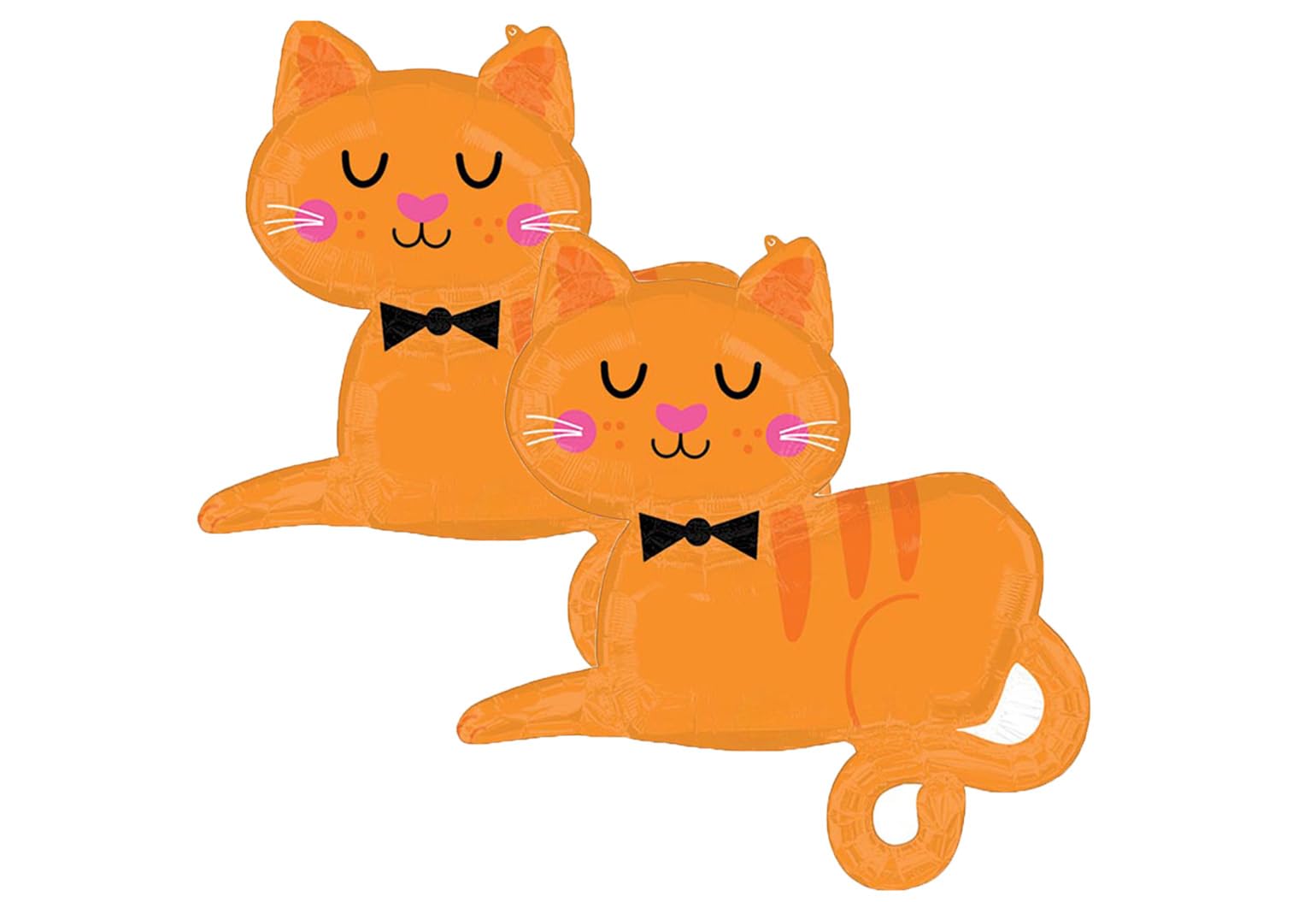 Artisan Owl two orange tabby cat foil balloons, ideal as a standout 31-inch party centerpiece.