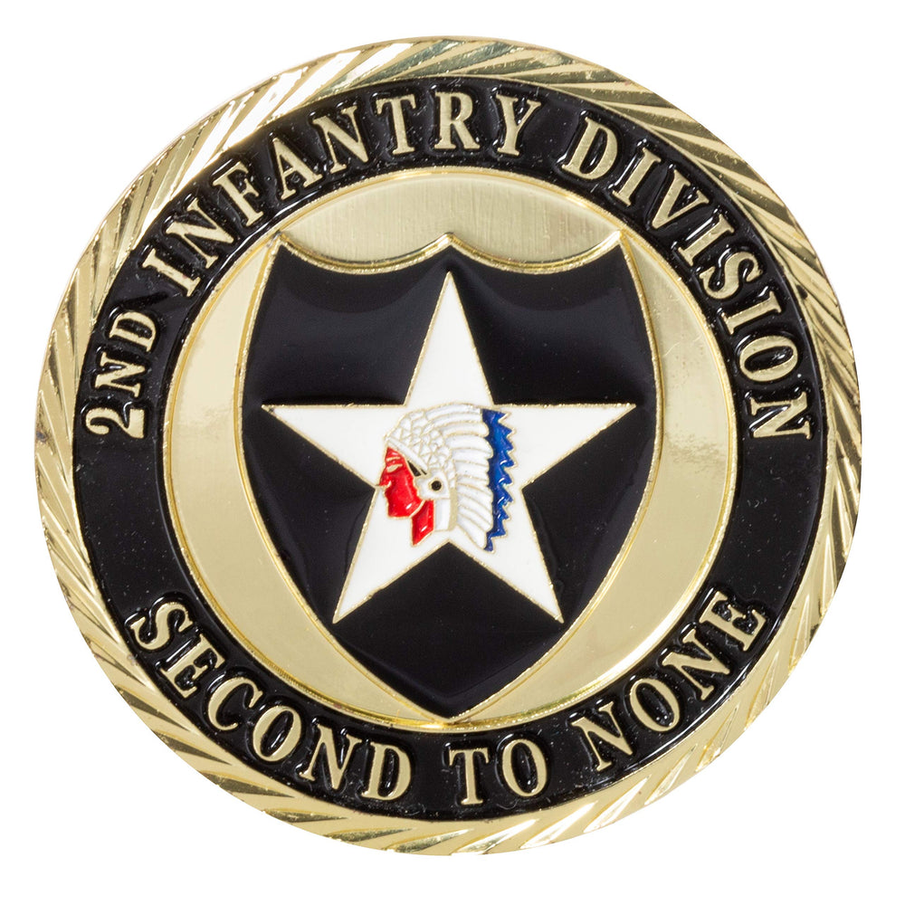 Artisan Owl US Army 2nd Infantry coin front view for display and collection.