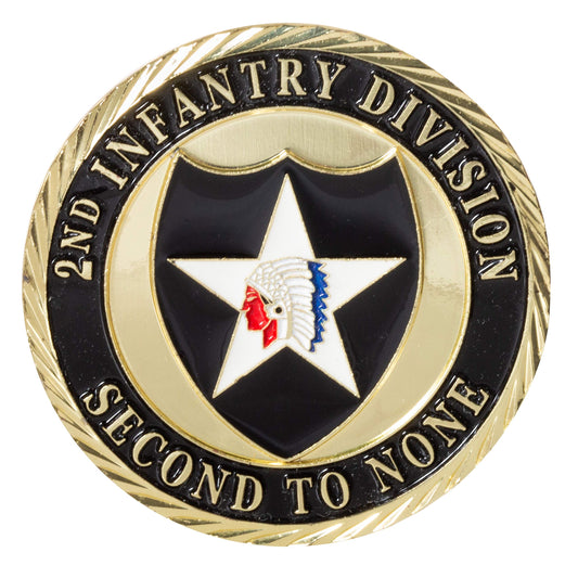 Artisan Owl US Army 2nd Infantry coin front view for display and collection.