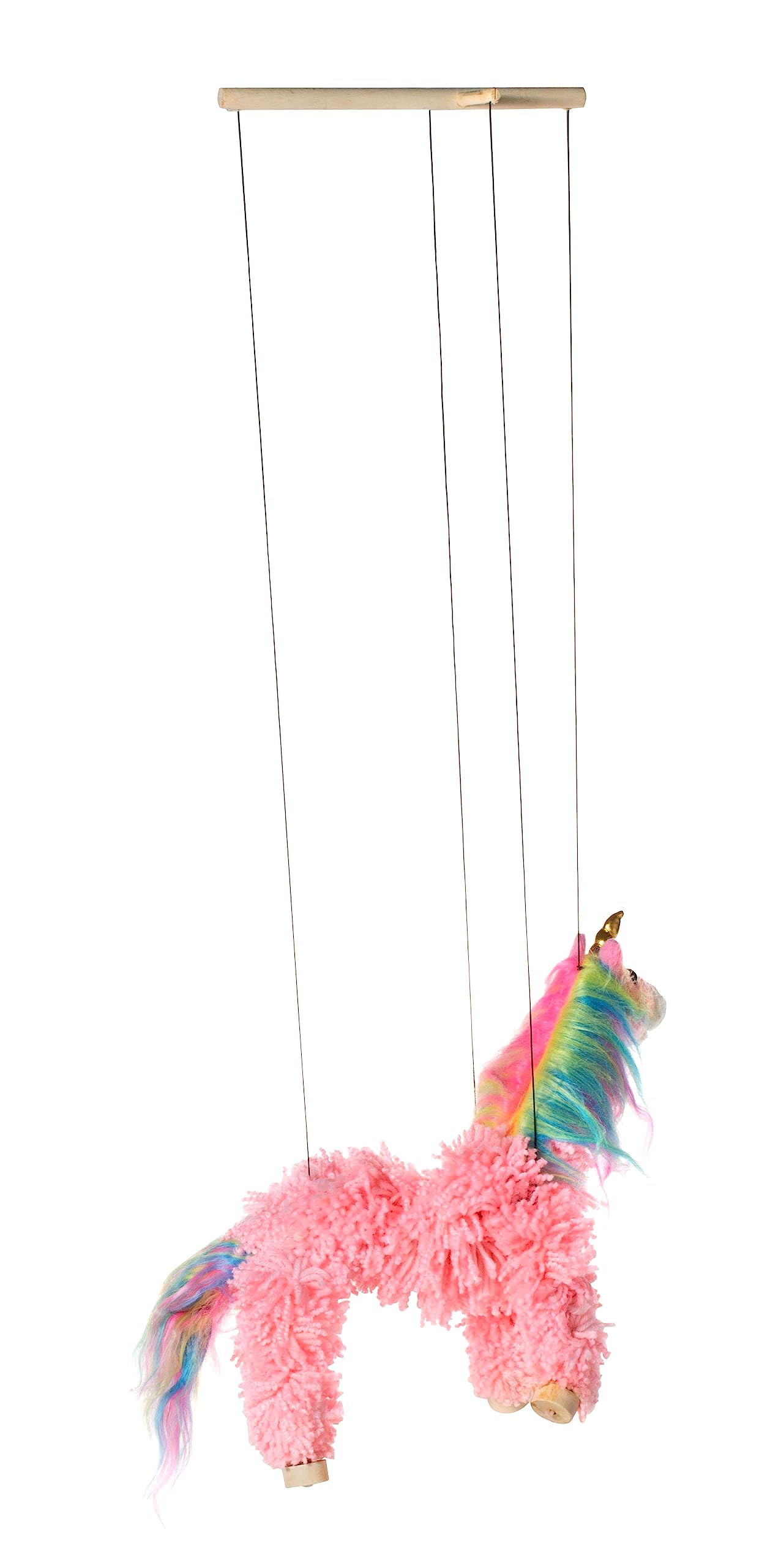 Artisan Owl pink unicorn marionette makes a charming, flexible gift