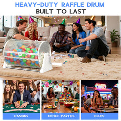 ArtiSpin raffle drum side view demonstrates smooth rotation for quick draws