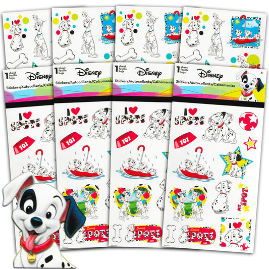Artist Unknown Disney 101 Dalmatians sticker sheets showcase colorful designs for notebooks and scrapbooks.