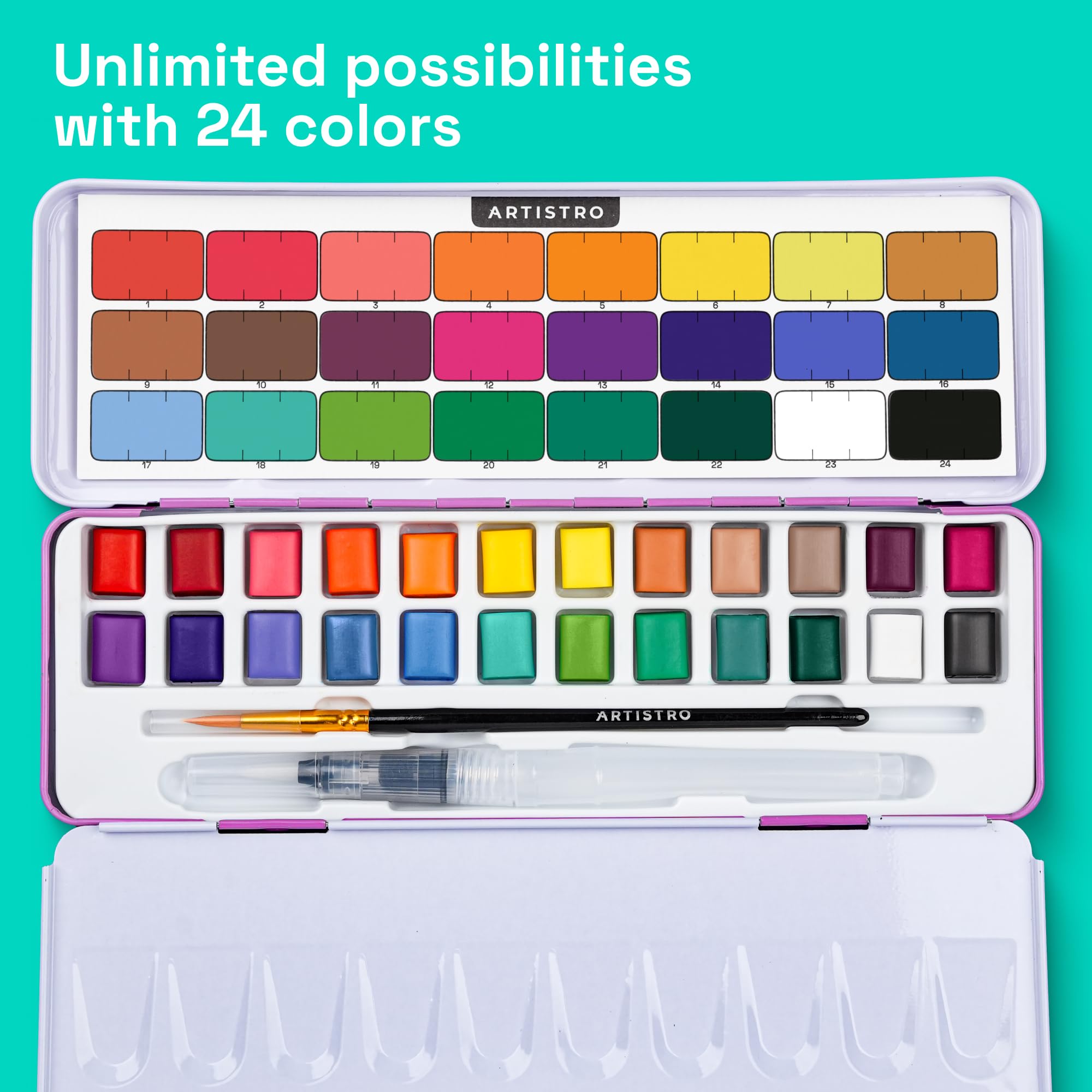 ARTISTRO water brush pen included for seamless painting and blending.