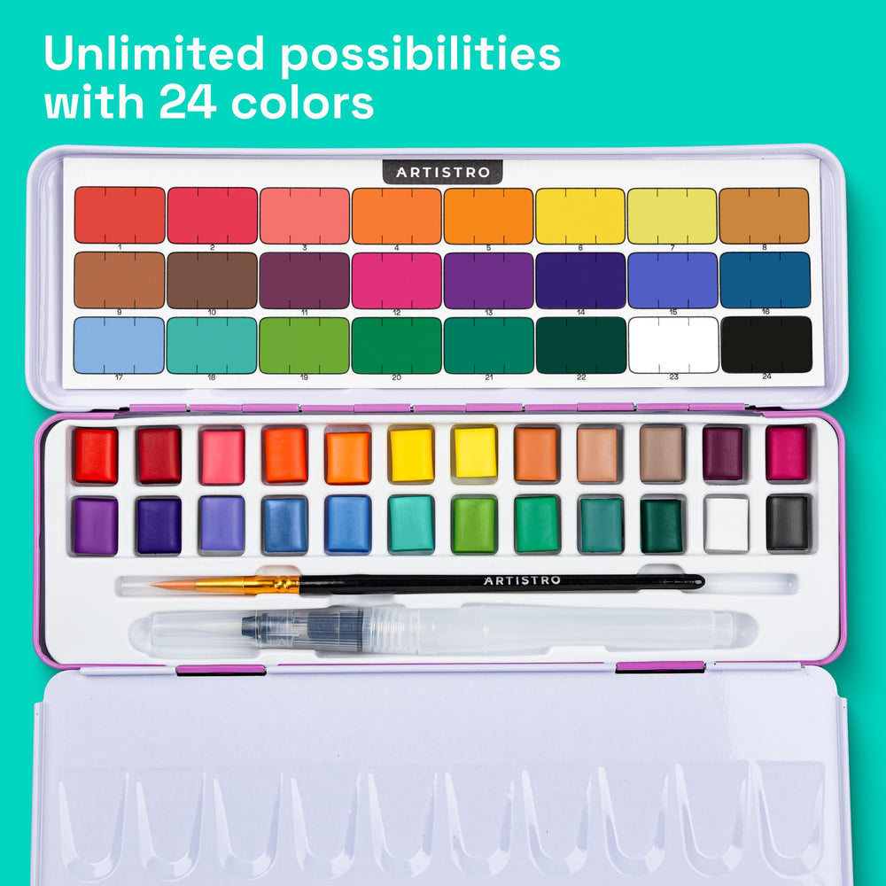 ARTISTRO water brush pen included for seamless painting and blending.