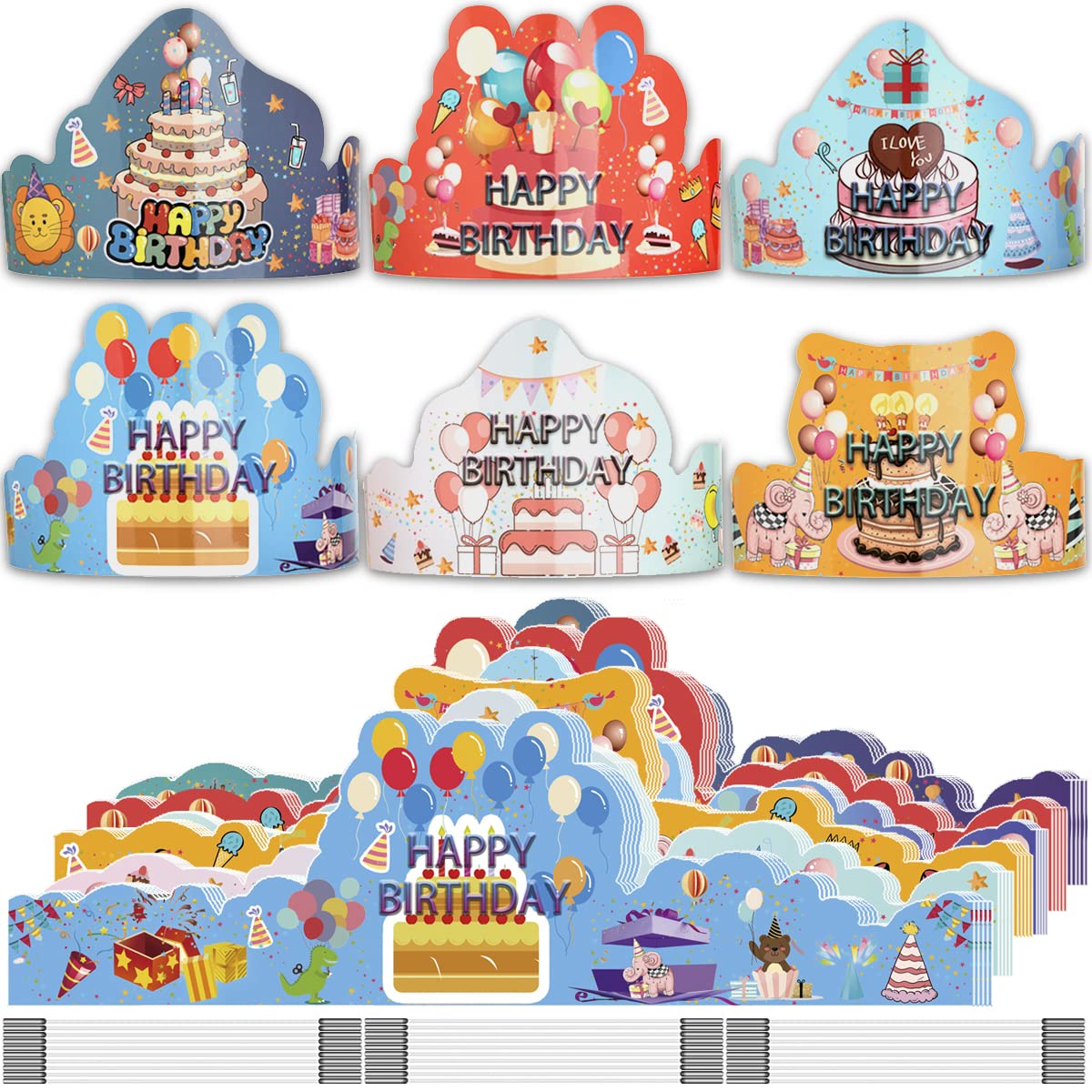 ARTLYMERS Birthday Crowns 30-pack: glossy, colorful crowns for classroom celebrations.