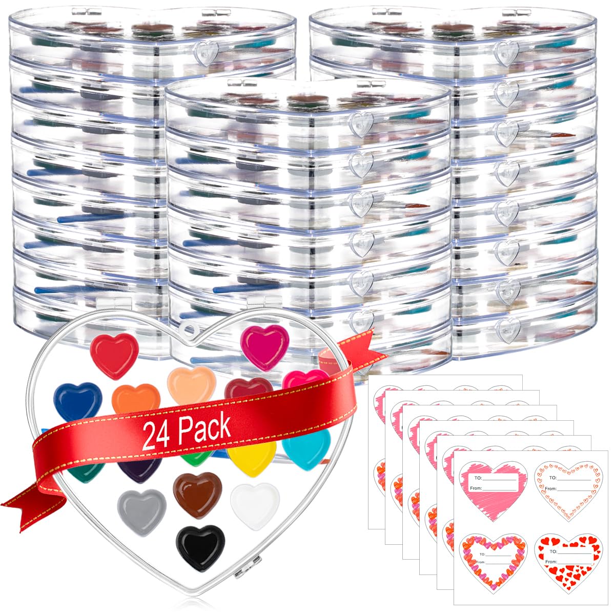 ARTLYMERS heart watercolor palette with vibrant colors for kids' art projects