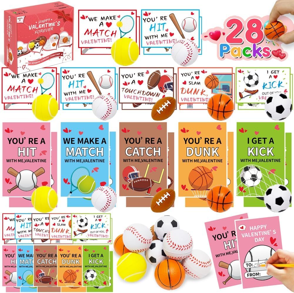 Artnedu valentines classroom exchange 28-pack with cards and toys for easy school gifts