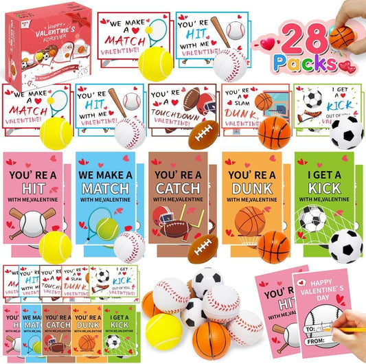 Artnedu valentines classroom exchange 28-pack with cards and toys for easy school gifts