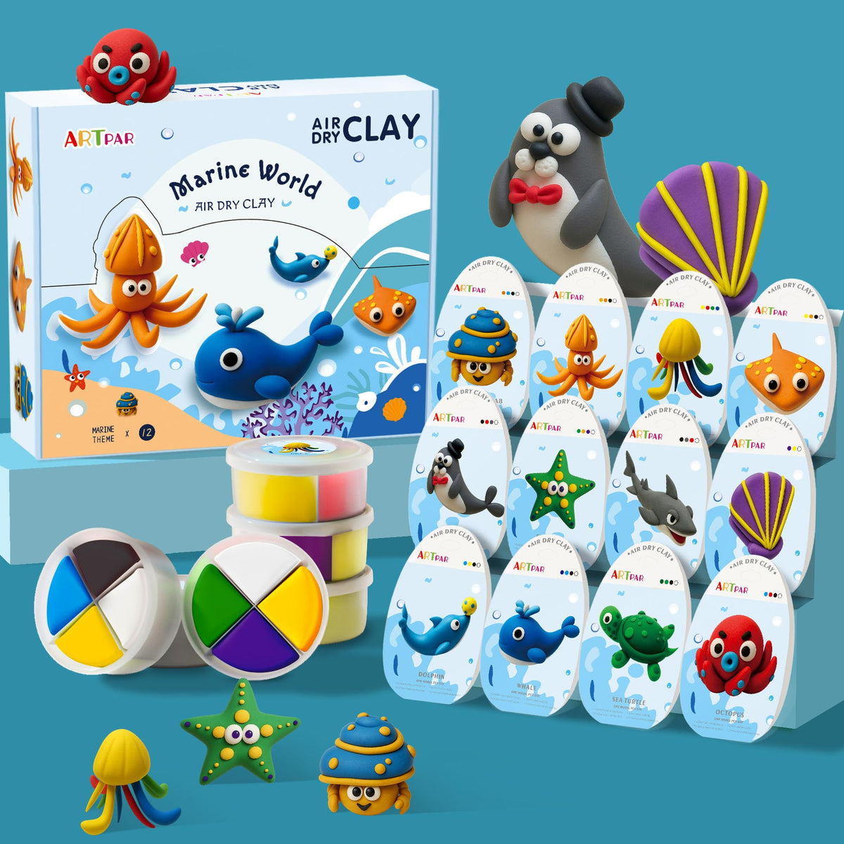 ARTPAR Air-Dry Clay Kit in a colorful box for mess-free sculpting.