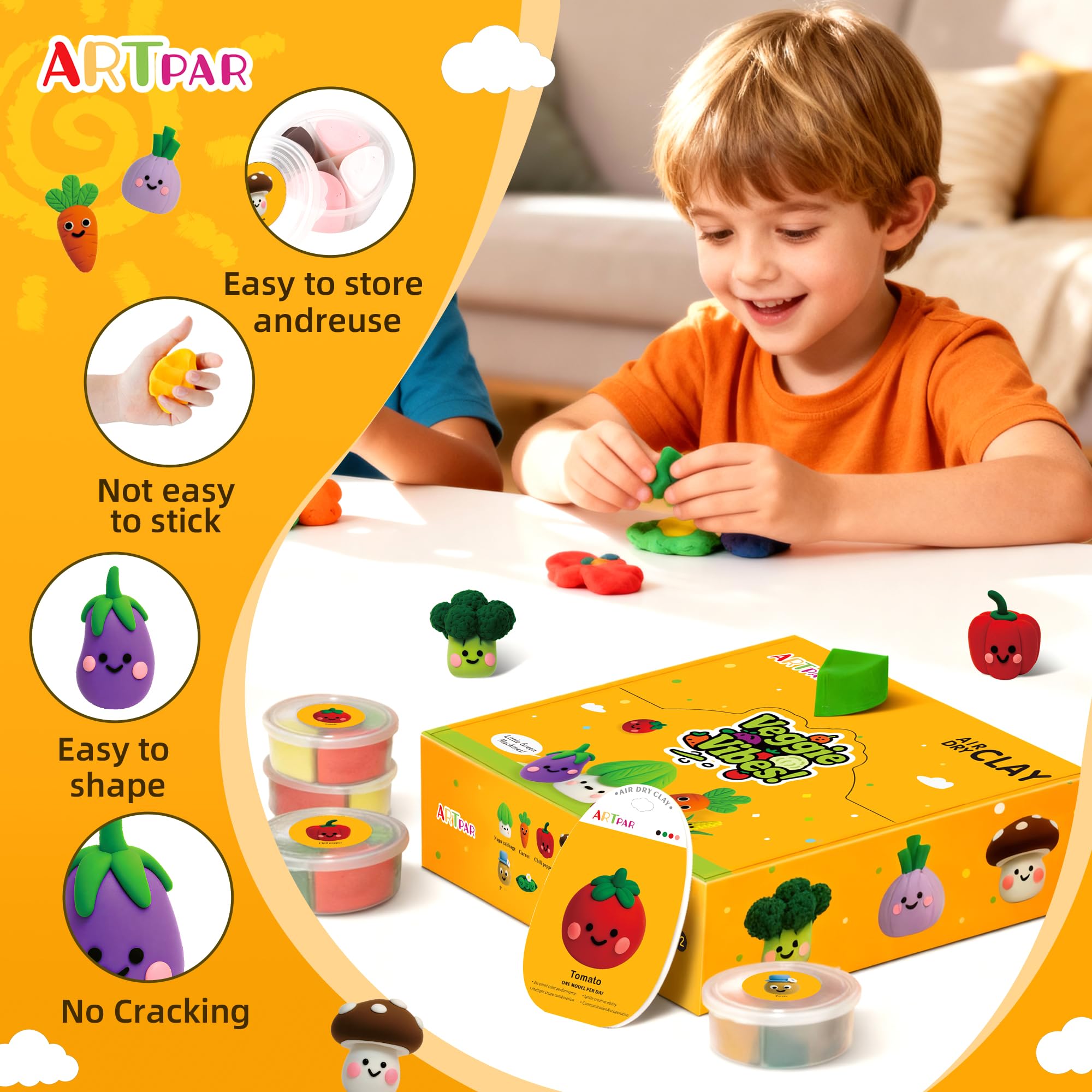 ARTPAR non-sticky formula helps keep hands clean during clay projects