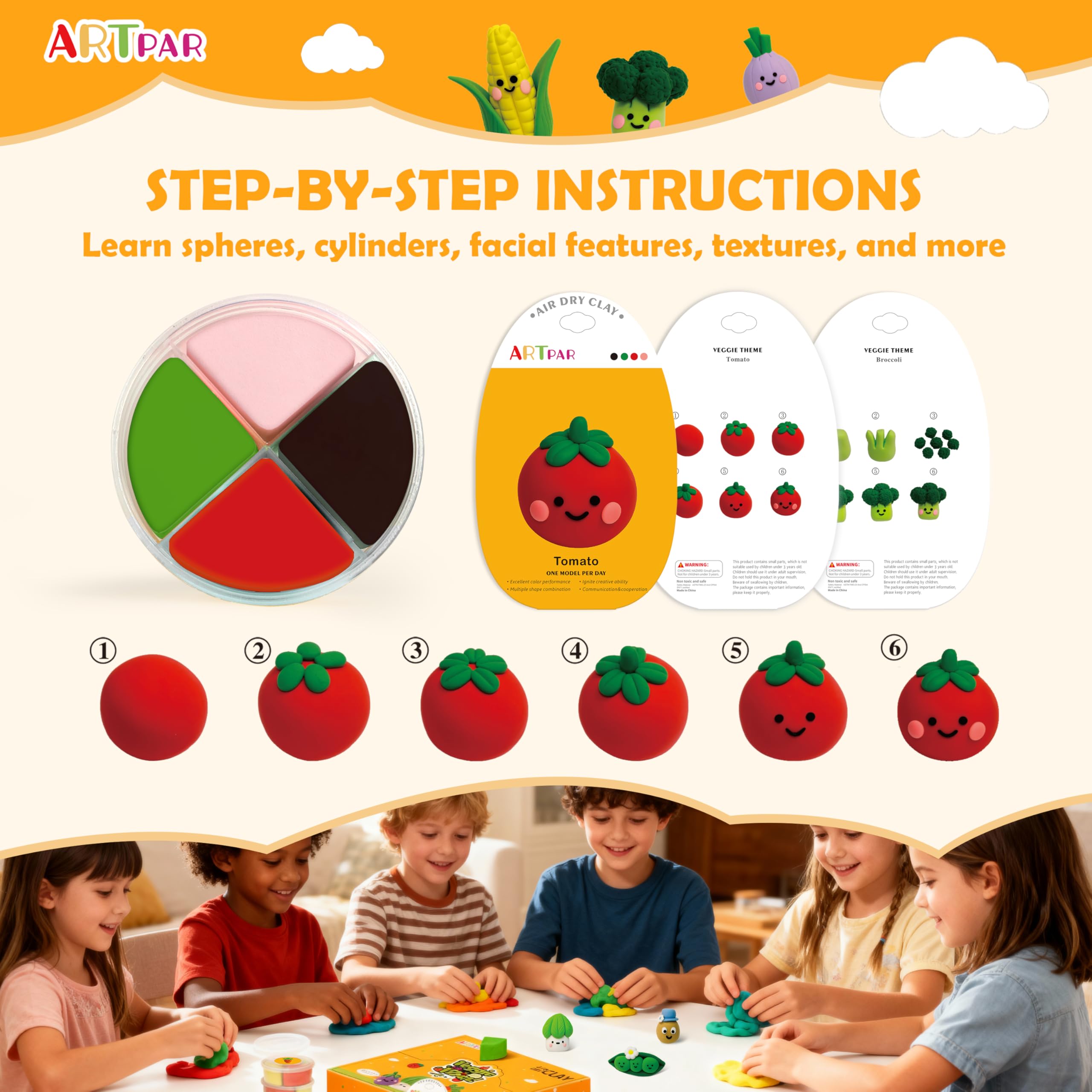 ARTPAR step-by-step tutorials guiding kids through veggie sculpture ideas