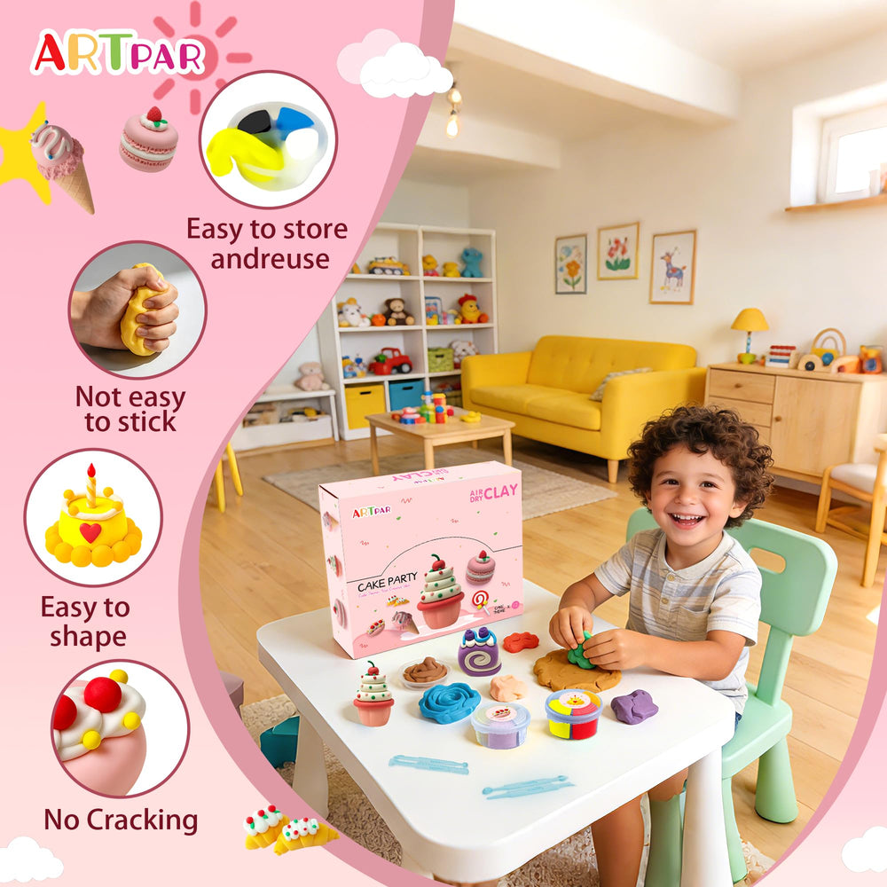 ARTPAR kids crafting scene shows easy, mess-free fun at home or classroom.