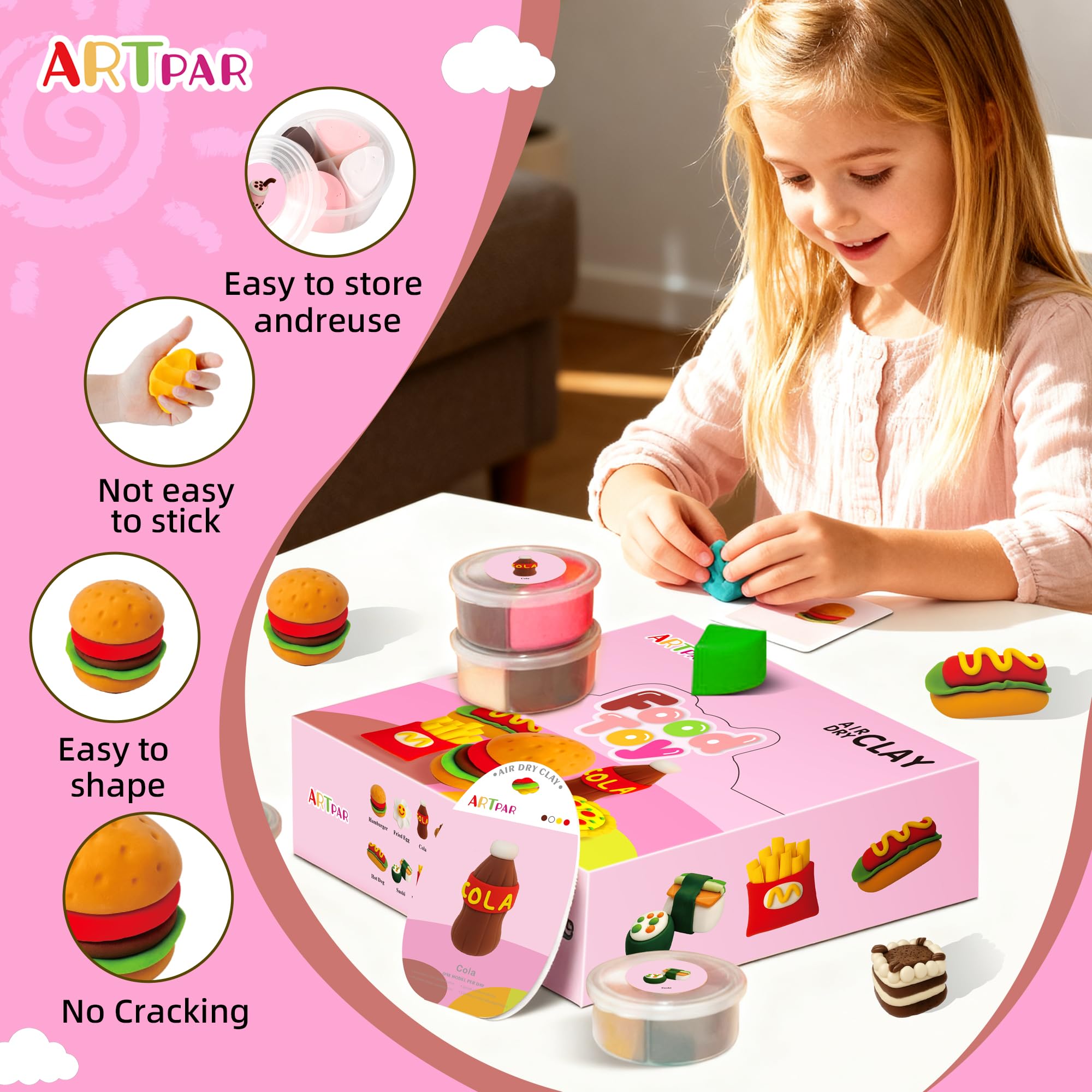 ARTPAR safety-certified clay kit with non-stick material for worry-free play