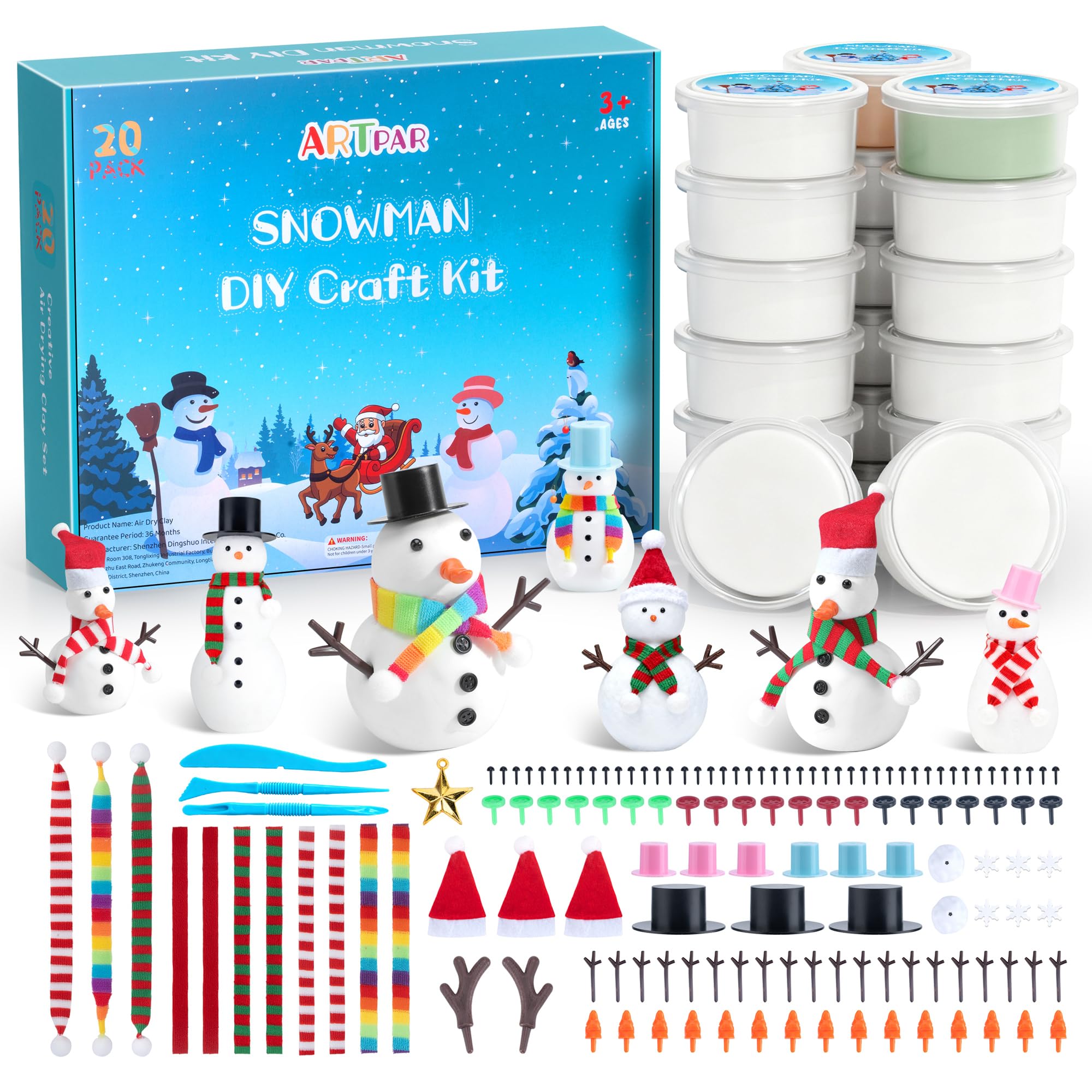 ARTPAR snowman kit packaging shows a complete set for easy holiday crafting.
