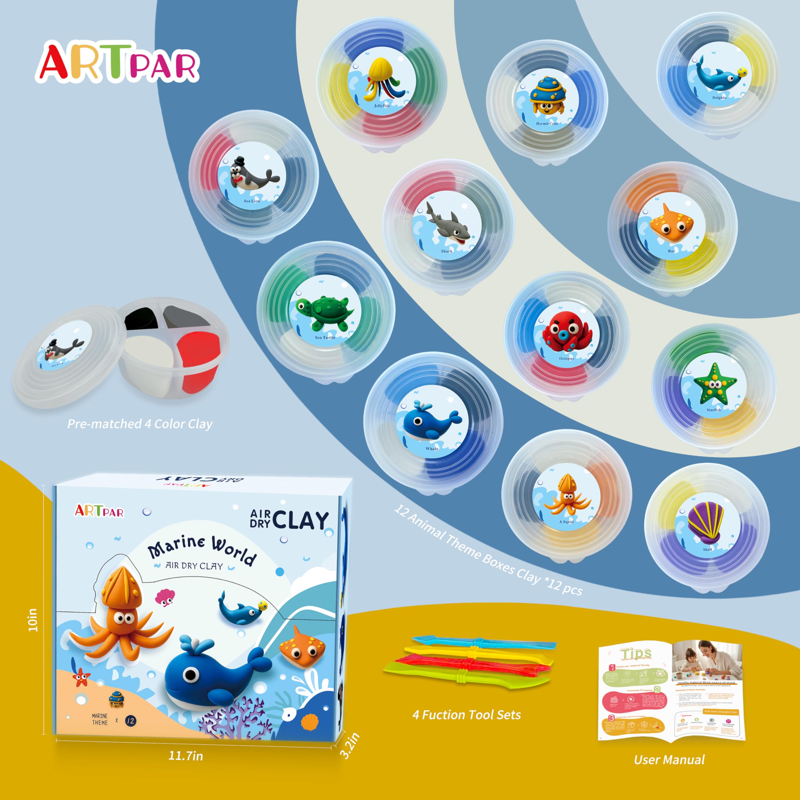 ARTPAR ultra-soft, non-sticky clay texture is easy for little hands.