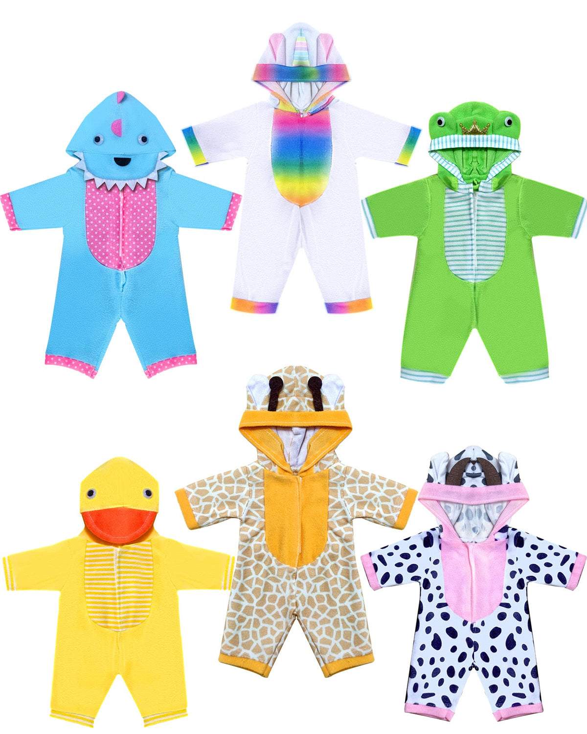 ARTST 12-inch doll clothes dinosaur set for imaginative play and easy dressing.