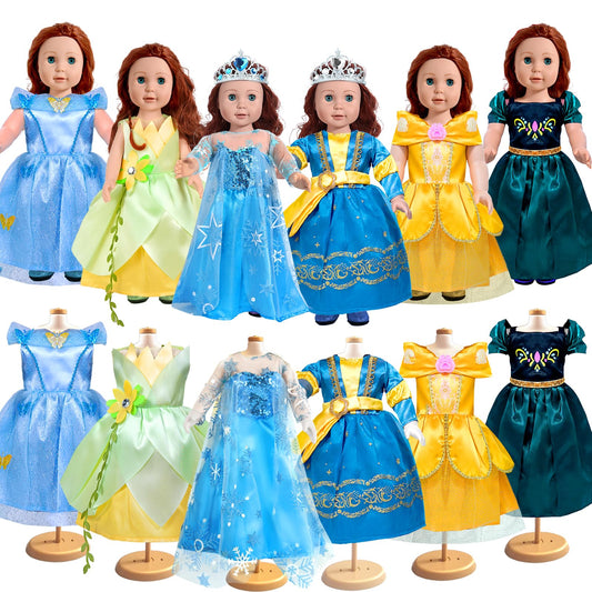 ARTST 18 inch doll dress set with six princess outfits for imaginative play.