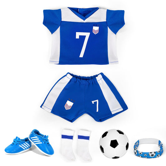 ARTST American 18-inch doll soccer shorts with soft material for easy dressing.