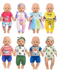 ARTST Baby Doll Clothes 8-Set 14-16 inch: easy-to-change outfits for imaginative play.