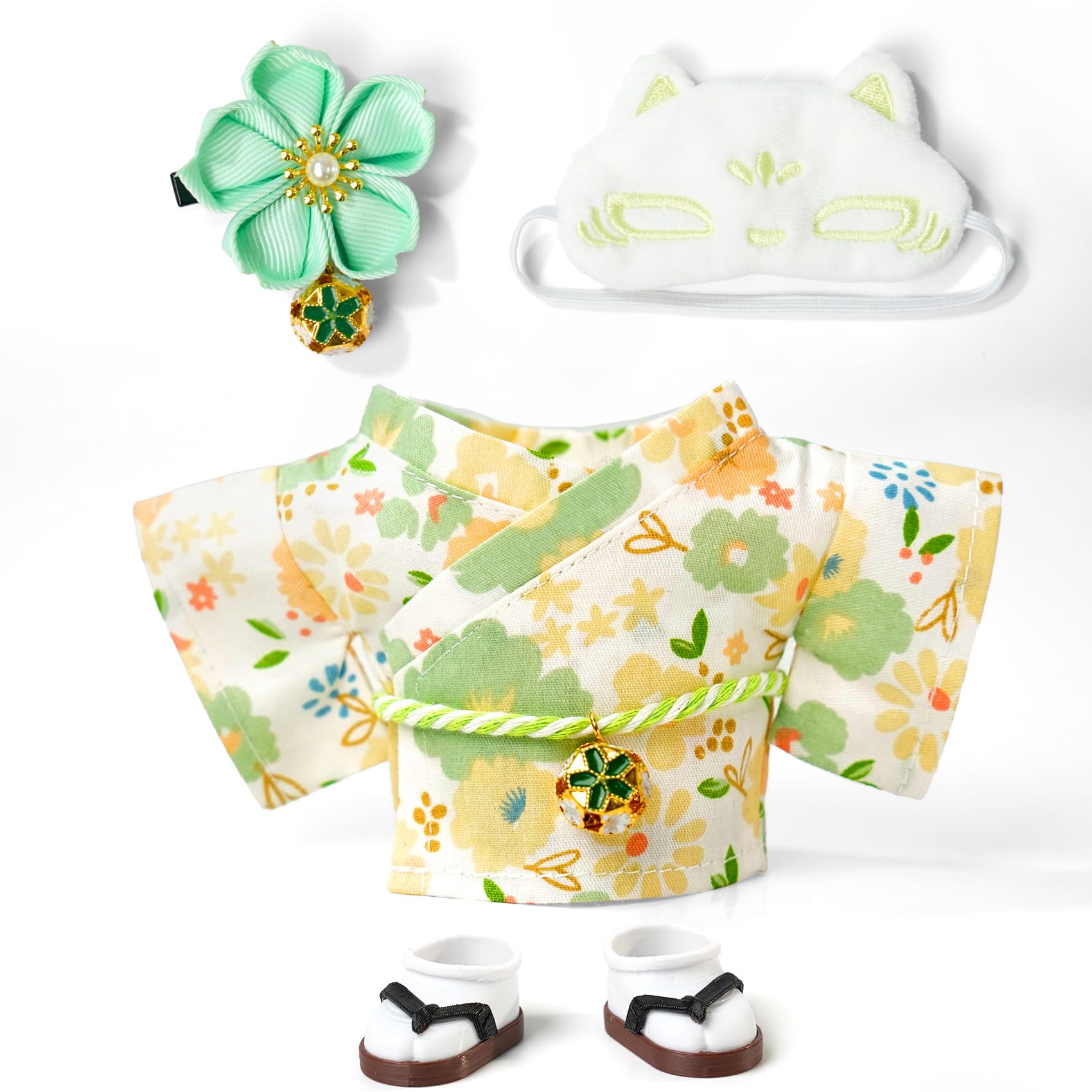 ARTST kimono set for 17cm doll with flower hairbow adds playful charm.